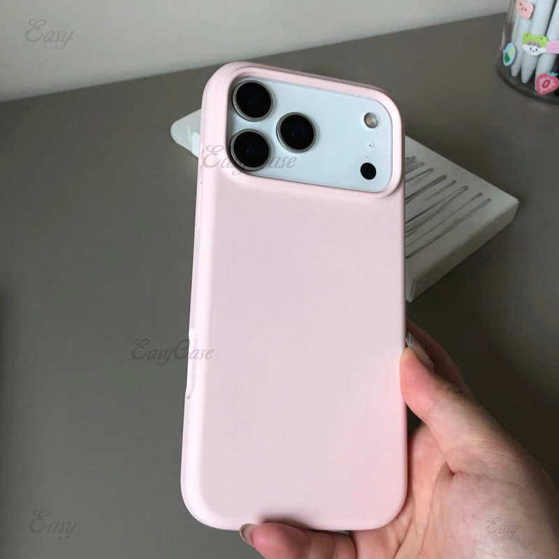 มีโลโก้สีทึบมินิมอลซิลิโคนเหลวเคสนิ่มสําหรับ ไอโฟน 17 16 15 14 13 โปรแม็กซ์ กันลื่นและป้องกันการตกกระแทกฝาหลัง