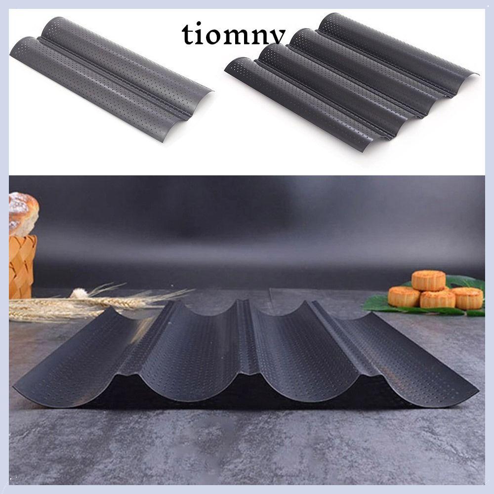 TIOMNVTH ถาดอบ Baguette, Bakeware Waves Baguette Mold, 2/4 Grooves Nonstick French Bread Toast Bakin
