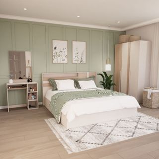 Looms ชุดห้องนอน 6 ฟุต รุ่น THONIE สีลินินตัดสีเมเปิ้ล  แบรน…