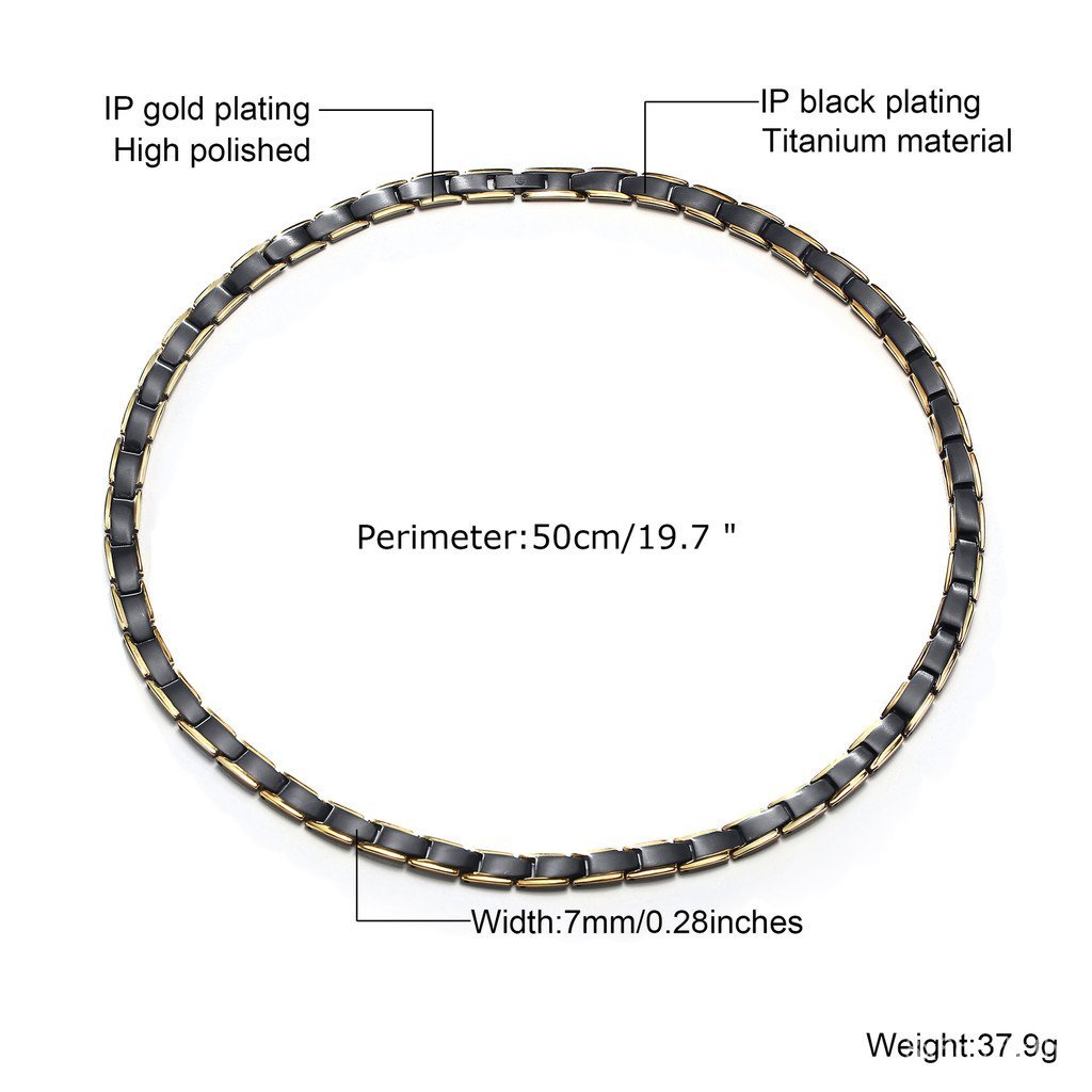 สร้อยคอมีแม่เหล็ก สายโซ่สีดำแบบไทเทเนียม ออกแบบตามสไตล์อเมริกันและยุโรป พร้อมลายกระดูก โมเดล CEC-008