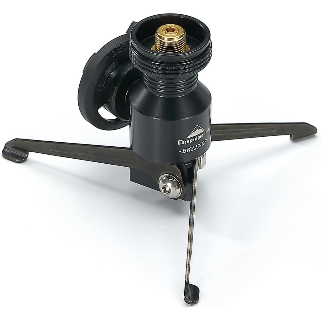 CampingMoon อะแดปเตอร์สำหรับกระบอกบิวทากอน สีดำ แบบยืนได้ รองรับวาล์в EN417 Lindal