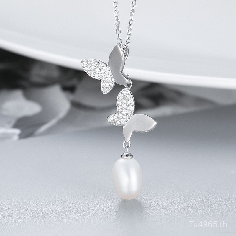 Creative S925 สร้อยคอมุกผีเสื้อแบบคลาวิกเกิล เชน สำหรับผู้หญิง ออกแบบเองได้ สไตล์แฟชั่นใหม่ OA9K
