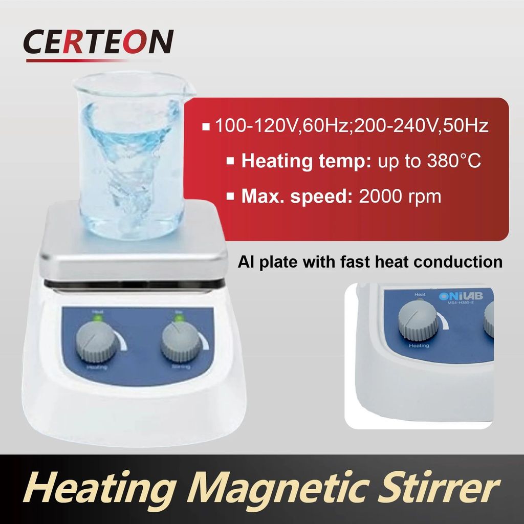 MS-H380 Magnetic Hotplate Stirrer 380°C เครื่องกวนดิจิตอล LCD พร้อมแผ่นความร้อนมอเตอร์ DC แบบไม่มีแป