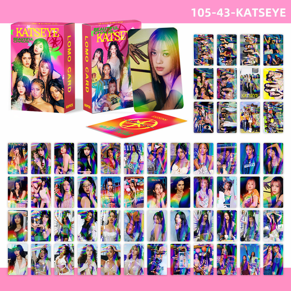 KATSEYE Laser การ์ด Lomo สองด้าน Photocard โปสการ์ด 60 ชิ้น/กล่อง