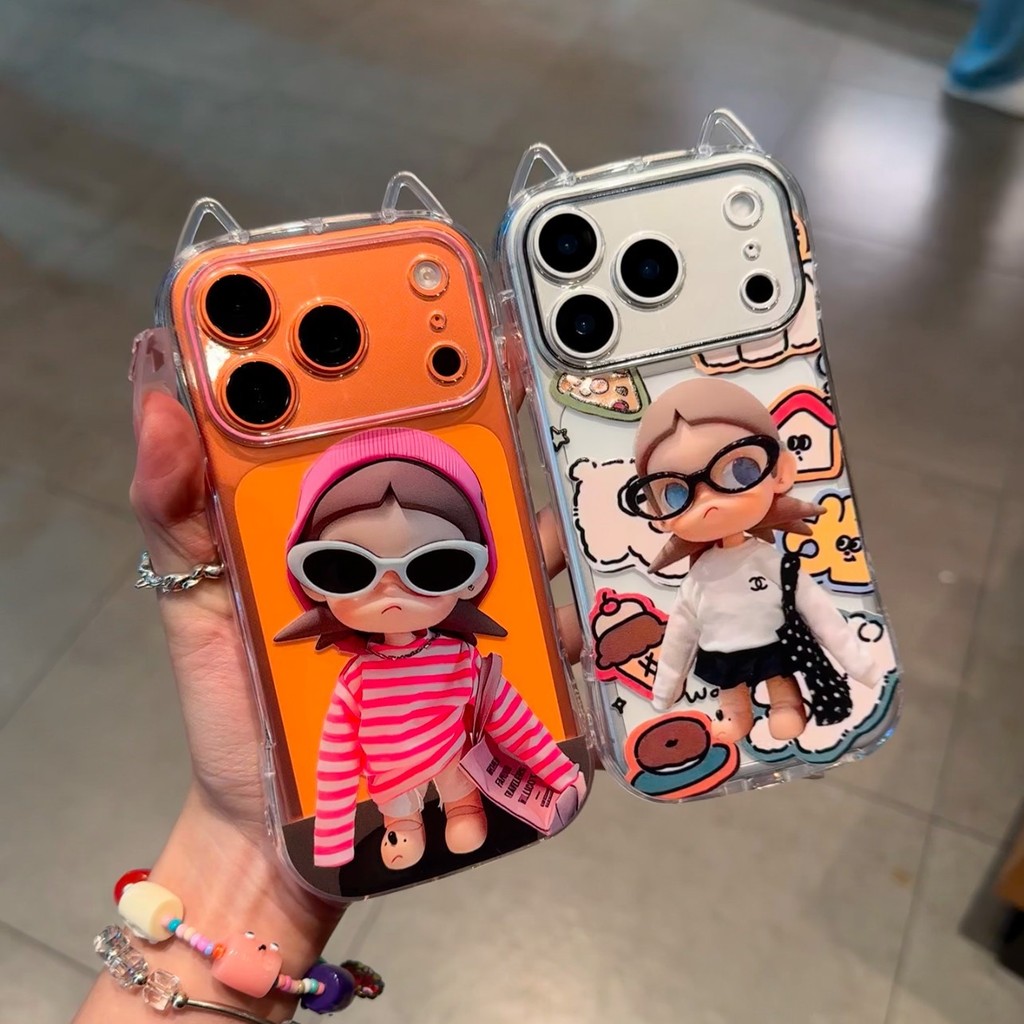 เคสโทรศัพท์ TPU หูแมวการ์ตูน 3D น่ารักสําหรับ iPhone 17/16/15/14/13/12/11 | เคสกันกระแทก กันฝุ่น และกันรอยขีดข่วน มีสไตล์ และอินเทรนด์ เคสป้องกัน