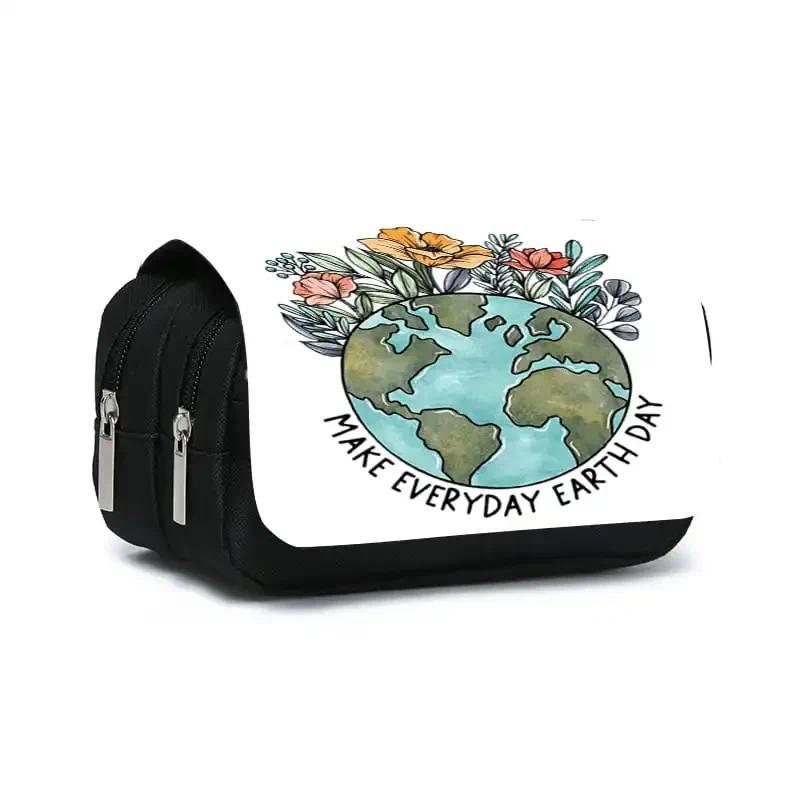 World Earth Day Double Flip Pen Case for Boy/Girls Best 3D Cartoon Pencil Pouch School Supplies กระเ
