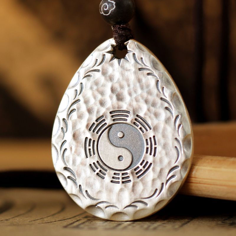 TB Spot Goods#Tai Chi Bagua Pure Silver Pendant Necklace S999Pure Silver Solid Men's and Women's Eth