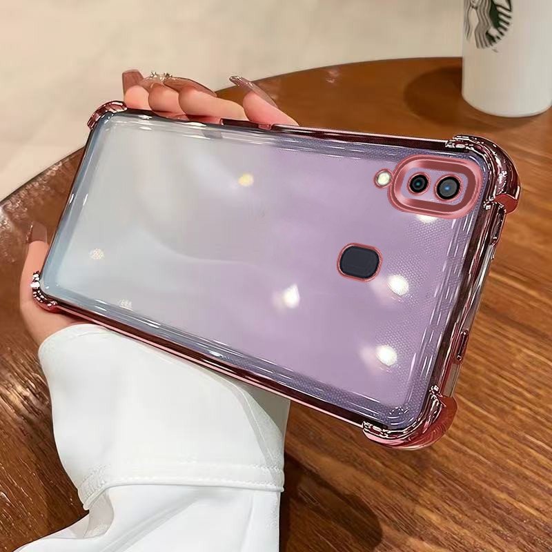 เคส Samsung a20 เคส Samsung a30 เคสโทรศัพท์เคลือบด้วยไฟฟ้าป้องกันการตกสี่มุมสําหรับเคส Samsung a20 เ