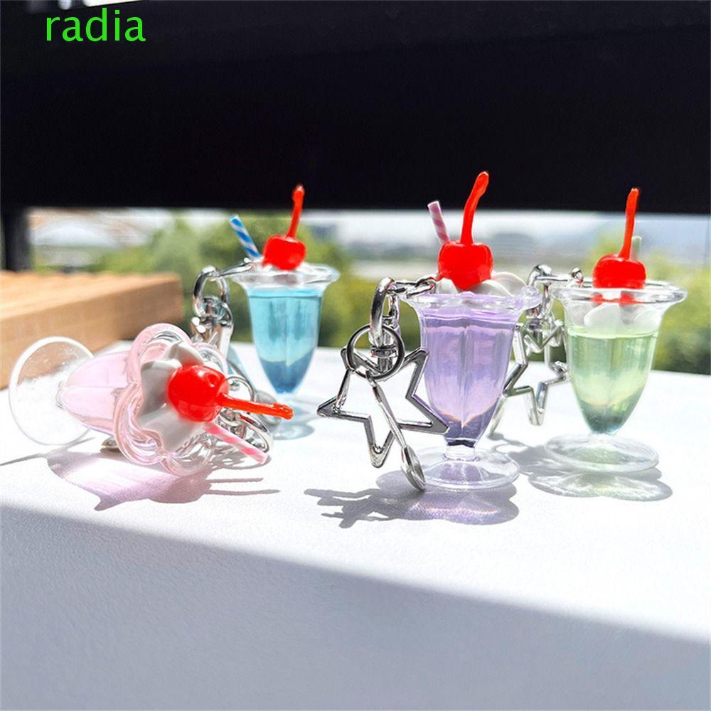 RADIANTZAP Ice Cream Key Chain, 3D จําลอง Star Cherry Cream Cup, Y2K อุปกรณ์เสริมแฟชั่นจี้พวงกุญแจโท