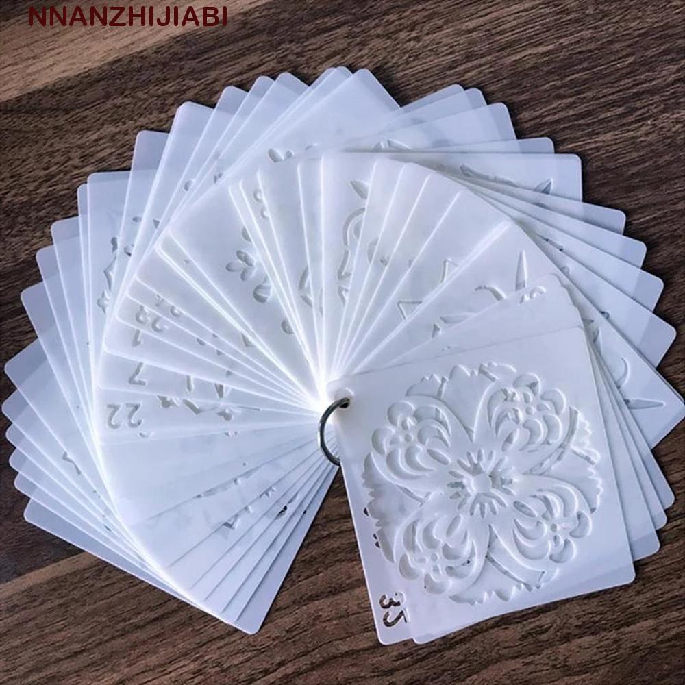 NANZHIJIABI Mandala รูปแบบ DIY ผนังกระดาษลายฉลุทาสีตกแต่งการ์ดทํา Scrapbooking Craft พลาสติก Hollow