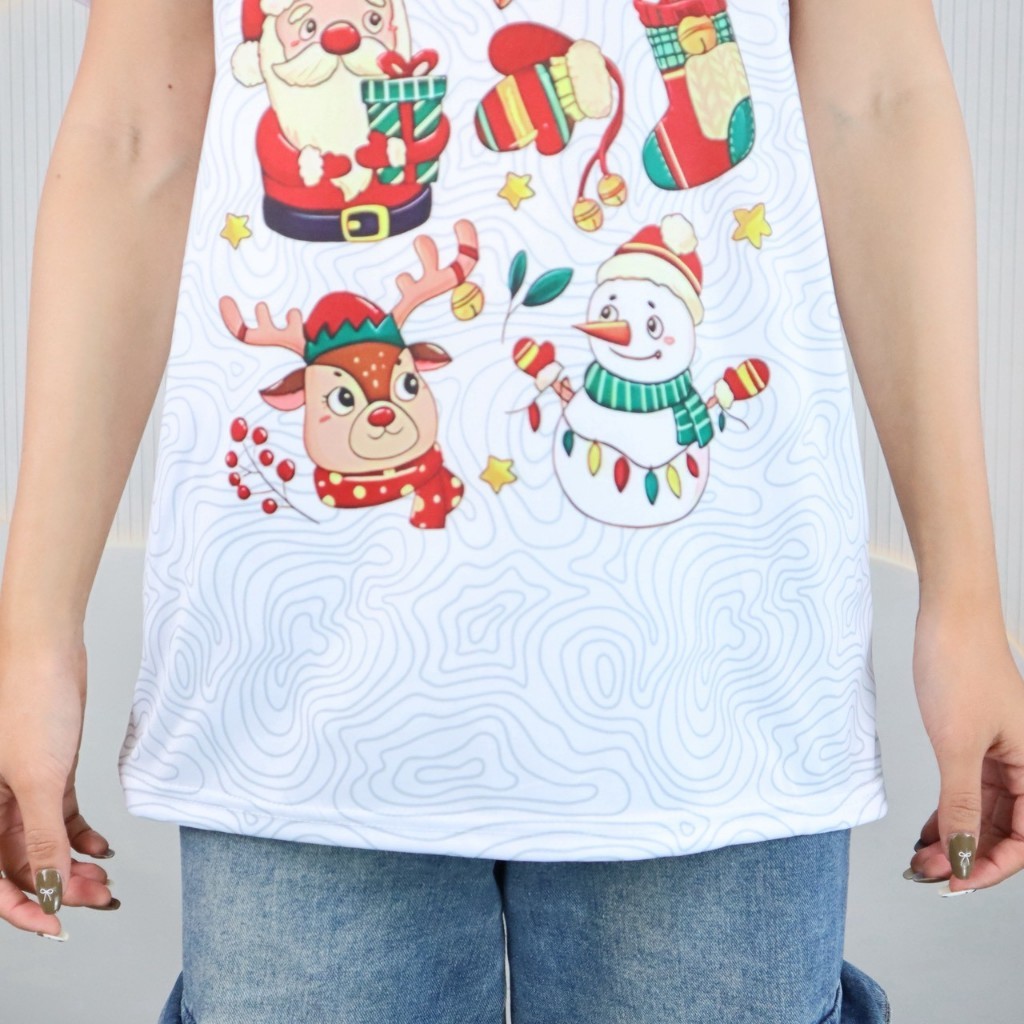เสื้อยืด S-3XL คอกลม แขนสั้น แบบเต็มตัว พิมพ์Merry Christmas ปี2026 ผ้าไมโคร เนื้อผ้านิ่ม ใส่ได้ทั้งชายและหญิง t2521# - รูปที่ 2