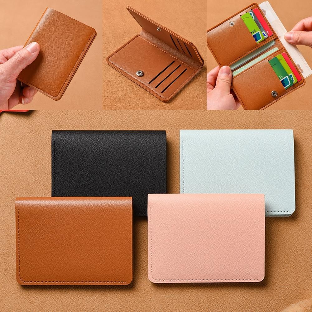idud Bank Card Multi Card Slot Card Holder Wallet Women Card Men Bag Solid Holder Card Pu Credit T3u