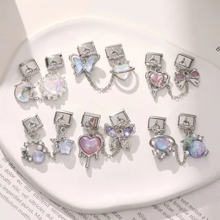 สร้อยข้อมือเพเนียตสไตล์อิตาเลียน ประดับด้วย charm ทองคำและเงิน ขนาด 9 มม. สแตนเลส สำหรับทำเครื่องประดับเองง่ายๆ