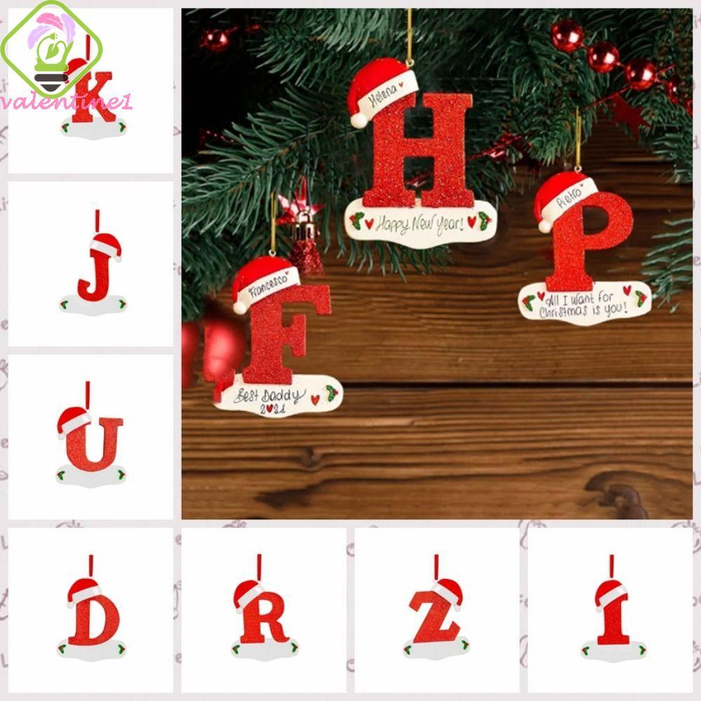 จี้ตัวอักษรต้นคริสต์มาส VALENTINE ตกแต่ง AZ Christmas Wishing Tree จี้, อะคริลิค Diy จี้อะคริลิคแขวนสีแดง Xmas Tree Blessing Letter จี้ Christmas Party