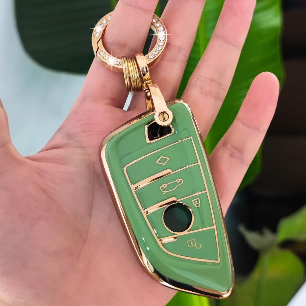 OLLEN (ใหญ่) TPU Key Fob Cover, Fit สําหรับ BMW 2022 ใหม่ 2/4 Series 425i/430i/225i/M240i/i3/i4 ฯลฯ 