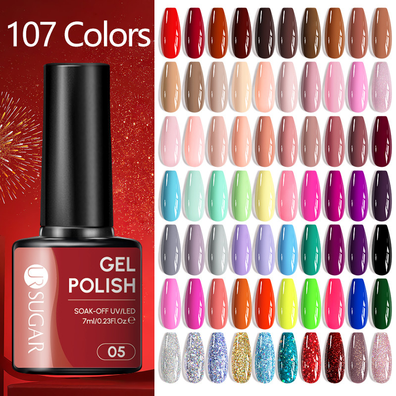 UR SUGAR สีเจล เจลทาเล็บ สีเจลทาเล็บ 100สี Nail gel polish สีสวย UV/LEDสีเจล สีทาเล็บเจล แแบบต้องอบ 7ML nail polish