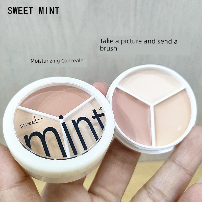 คอนซีลเลอร์ concealer ของแท้ SWEET MINT Tricolor คอนซีลเลอร์ Moisturizing Acne Marks Dark Circles Re
