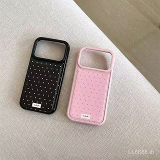 เคสโทรศัพท์ เหมาะสําหรับ iPhone 11 12 13 14 15 16 17 Pro max Plus Air เต็มหน้าจอสีชมพู Polka Dot Shock-proof กันกระแทกป้องกันกรณีรวมทุกอย่างกรณี OKB9