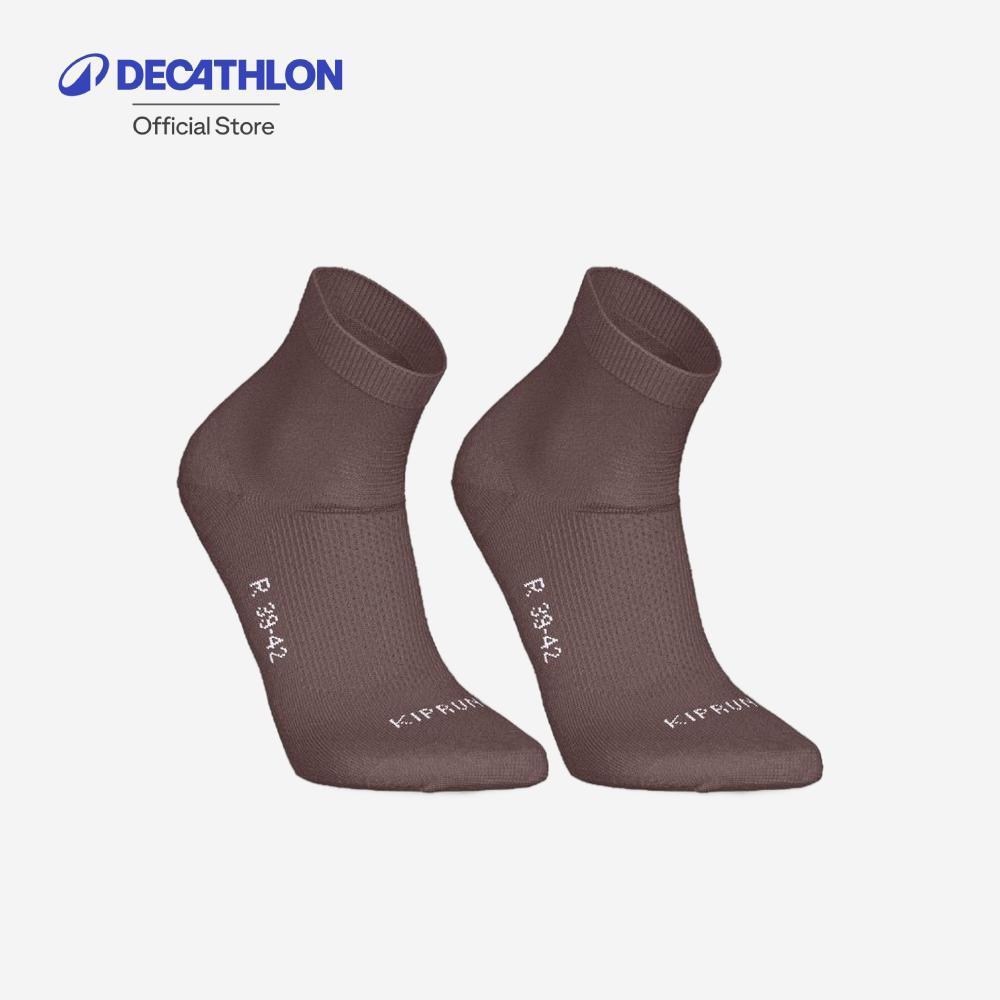 Decathlon Pack Of 2 Pairs Fine Crew Running Socks ถุงเท้าวิ่งหุ้มข้อสำหรับใส่วิ่ง รุ่น Run500 (1 แพ็ค 2 คู่) - Purple