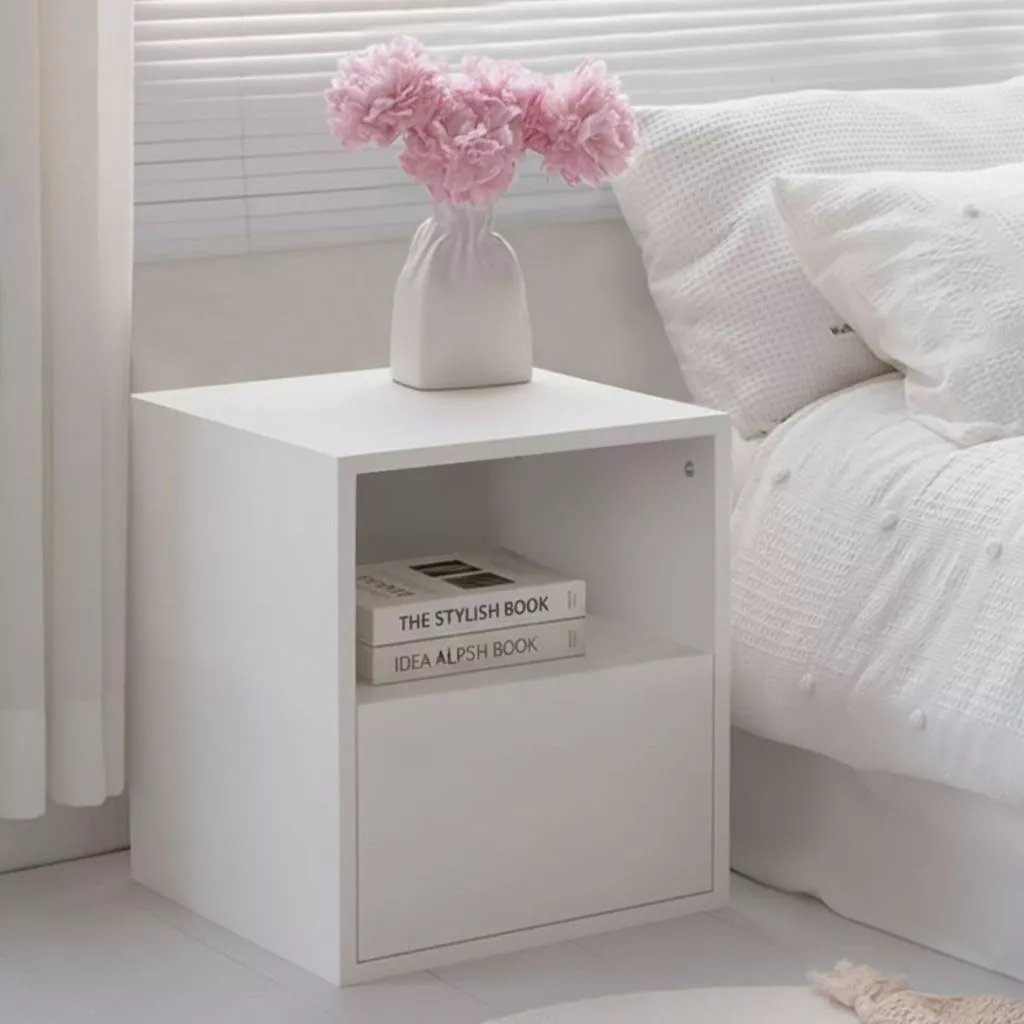 Koncept Furniture ตู้ข้างเตียง รุ่น Habi ขนาด 40 ซม. สีขาว (40x40x45 ซม.) แบรนด์ KONCEPT FURNITURE