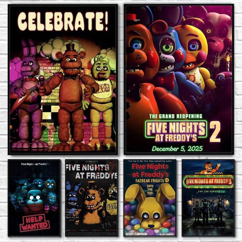 Fnaf Five-nights-At-Freddys โปสเตอร์คลาสสิก Wall art พิมพ์ศิลปะเหมาะสําหรับห้องนั่งเล่นห้องนอนบาร์ parlor ของขวัญตกแต่งบ้าน