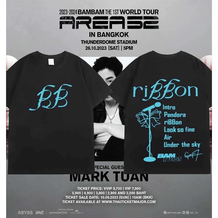 💯 🤗 คอนเสื้อ BamBam KPOP BamBam คอนเสิร์ต เดี่ยวครั้งแรก แบมแบม เสื้อยืดผ้า Cotton 100%