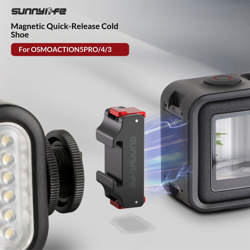 Sunnylife เหมาะสําหรับ DJI OSMO Nano/360/ACTION 5 PRO ปากรองเท้าเย็นแม่เหล็ก Quick Release เติมแสงชิ้นส่วนขยาย