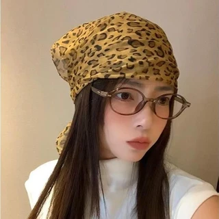 Miss_J พร้อมส่งจากกทม🎀 Y2k Headscarf ผ้าโพกศีรษะแฟชั่นลายเสือดาวย้อนยุคอเมริกัน