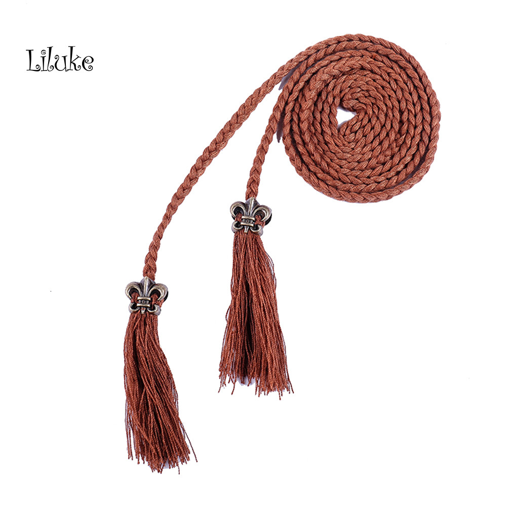 พู่เข็มขัดผู้หญิง hand-made สไตล์ชาติพันธุ์ ปรับขนาดเองได้ ดีไซน์เพรียวบางสำหรับเอว - รูปที่ 4