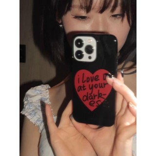 เคสมือถือ Originalมือวาดหัวใจใหญ่สีดํา เคสวาวเยลลี่แบบเรียบ For iPhone17 11 12 13Pro MAX 14 15 16PLUS X XS XR 7/8/SE2/3