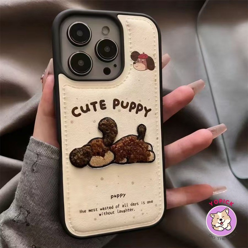 ปัก Poo-Poo สุนัขเคสโทรศัพท์สําหรับ iPhone 17promax 16promax 16plus 16pro 15promax 15plus 14plus 13 14 พร้อม pud หนังหุ้มปลายลึงค์รูปแบบ 14 ป้องกันการล่มสลายนักเรียนหญิงตัด GBD ราคา ถูกที่สุด ดีลบีเคเค แกลเลอรีภาพที่ 3