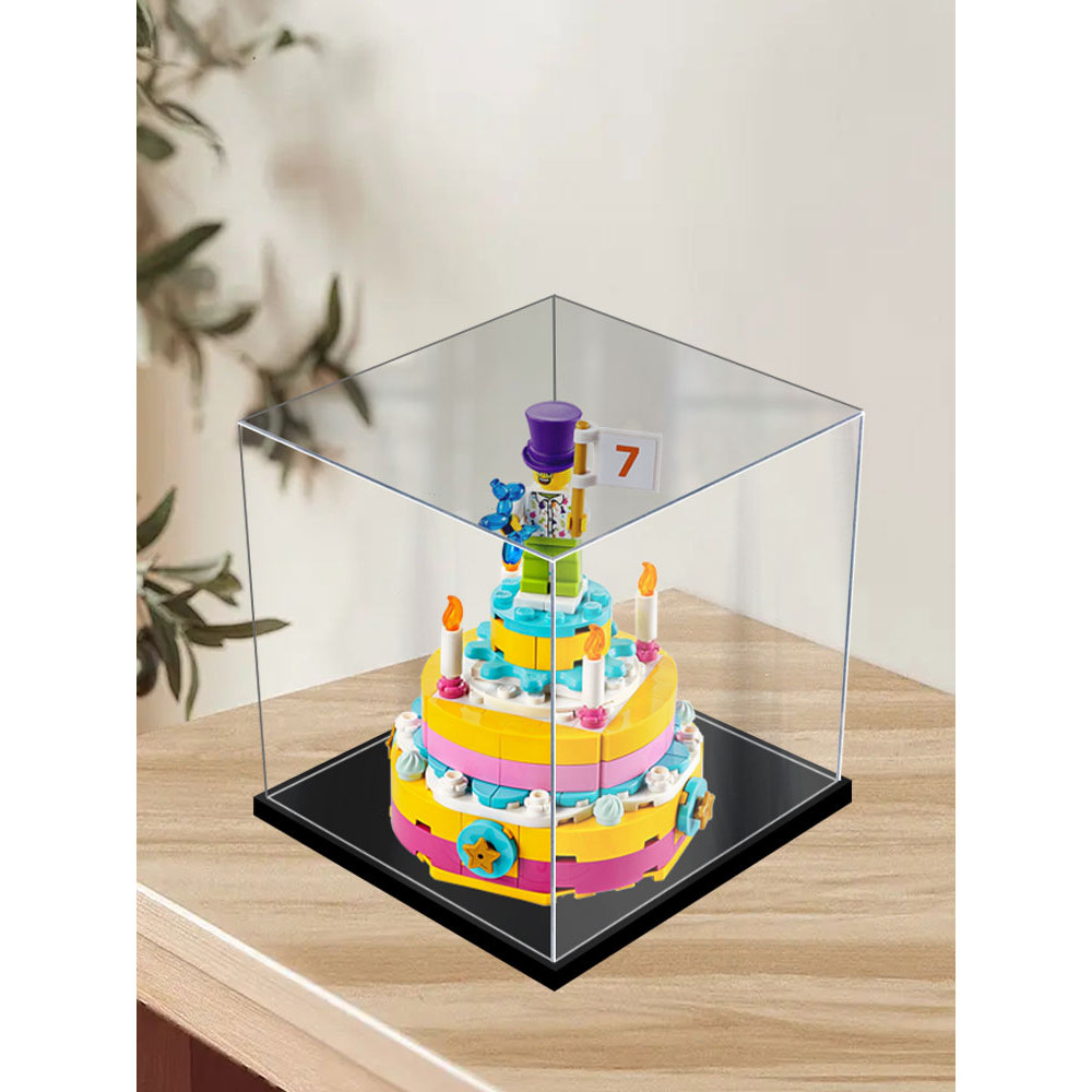 [อะคริลิคกล่องป้องกันฝุ่น] เค้กวันเกิดกล่องแสดงอะคริลิคเหมาะสําหรับเลโก้ 40382 โปร่งใสป้องกันฝุ่นฝาค
