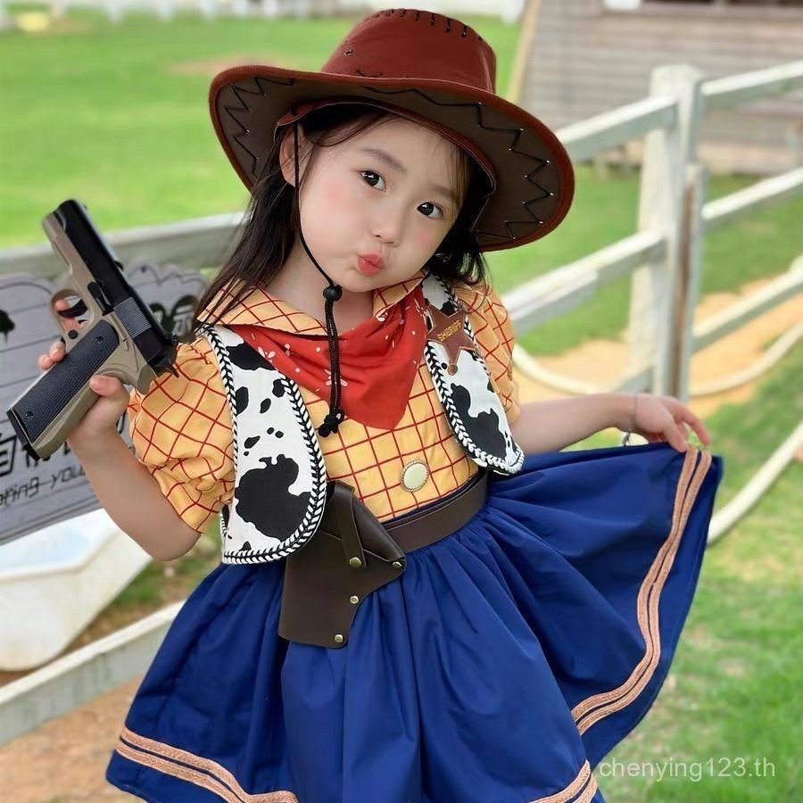 ชุดคอสเพลย์คาวบอยตำรวจสไตล์วิสUAL สำหรับเด็กหญิง พร้อมหมวก Y7PI