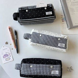 Creative Polka Dot Stripe Star กล่องดินสอความจุขนาดใหญ่ Mult…