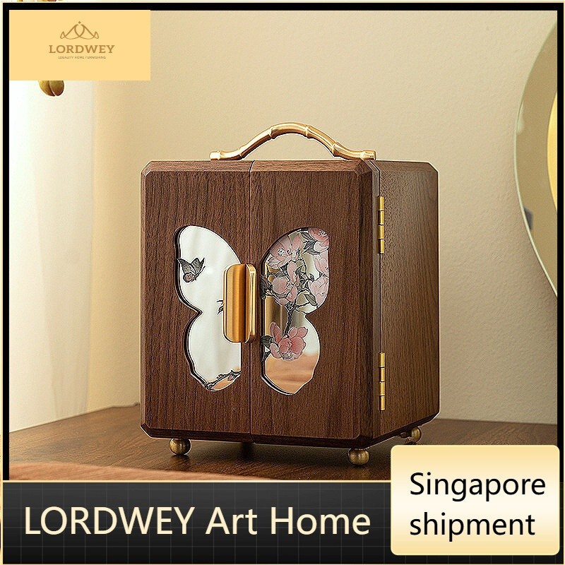 LORDWEY Wooden jewelry box storage box jewelry box desktop storage box