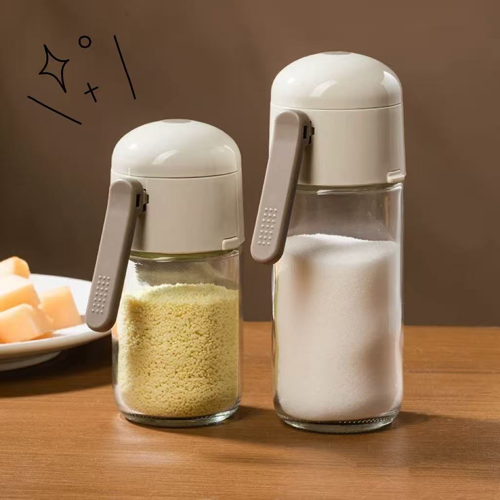 ขวดเครื่องปรุง ขวดใส่เกลือ โหลแก้ว ขวดแก้วใส่เครื่องปรุง 250ML แบบกดสำหรับการทำอาหาร Hiday