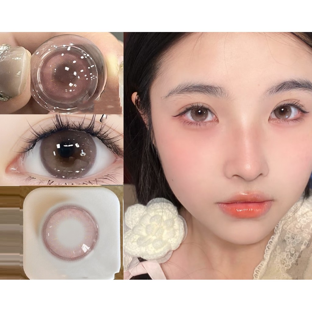 (1 คู่) LANAO,OVOLOOK Brand ,14.20mm,Gdia:13.5mm,(เกรด 0-8), คอนแทคเลนส์ 6 เดือนใช้(สีชมพู)