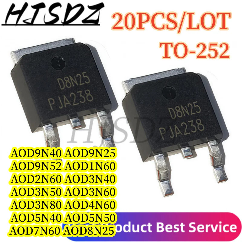 5PCS AOD9N40 AOD9N50 AOD9N52 AOD1N60 AOD2N60 AOD3N40 AOD3N50 AOD3N60 AOD3N80 A4N60 AOD5 AOD5N60 AOD7