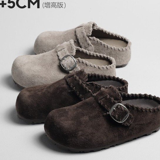 รองเท้าแตะผู้หญิง หนังวัว suede ส้นหนา รุ่น Boken