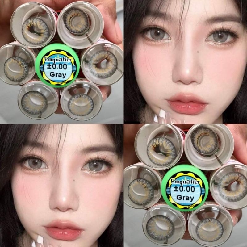 Shopee: SKP: คอนแทคเลนส์ รุ่น Emquatier/Emmanuelle สีเทา/ตาล Gray/Brown ค่าสายตา (0.00)-(-7.00)