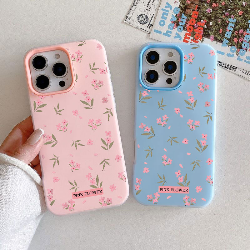 ดอกไม้สีชมพูสีสัน Jelly 2-in-1 สามารถถือเคสโทรศัพท์สําหรับ OPPO A15 A15S A16K A16E A18 A38 A40 A57 A57E A57S A60 A77 Soft TPU กันกระแทกปกหลังปลอก