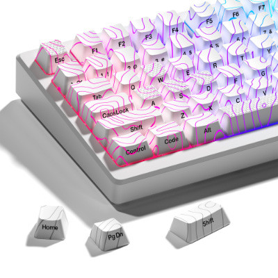 X XVX < Etc High Line 2.0 > Keycap Ukiyo-e Ice Crack ปุ่มกดโปร่งใสแกะสลักด้านข้าง IMD Keycap wooting