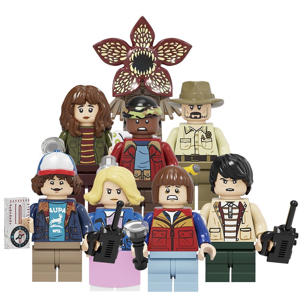 คนแปลกหน้าใช้งานร่วมกับ Lego Stranger Things Dustin Demon Joyce Lucas Sinclair การศึกษาบล็อกตัวต่อ M