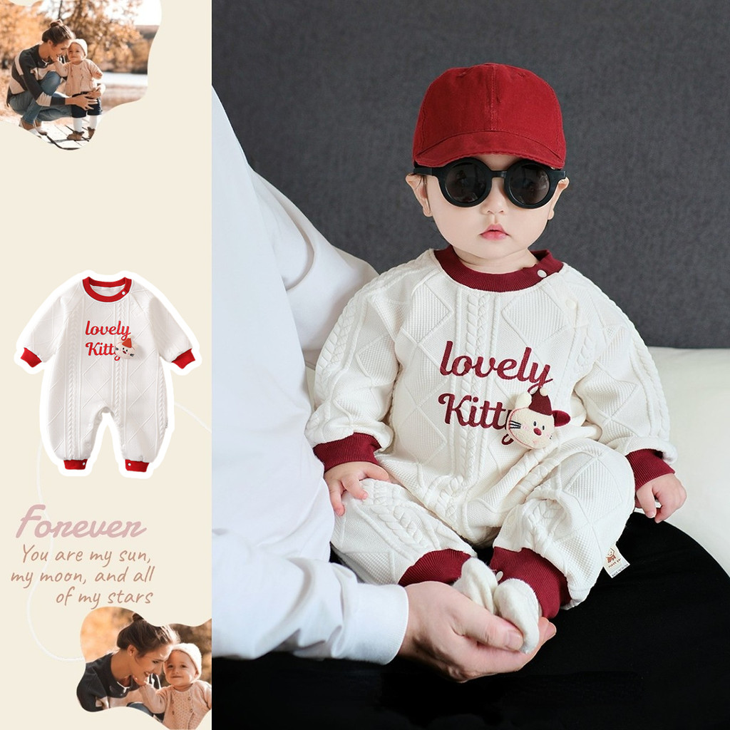 บอดี้สูทแขนยาวสำหรับเด็ก อายุ 2-36 เดือน ผ้าฝ้ายนุ่มสบาย ชุดรอมเปอร์ สไตล์เกาหลี