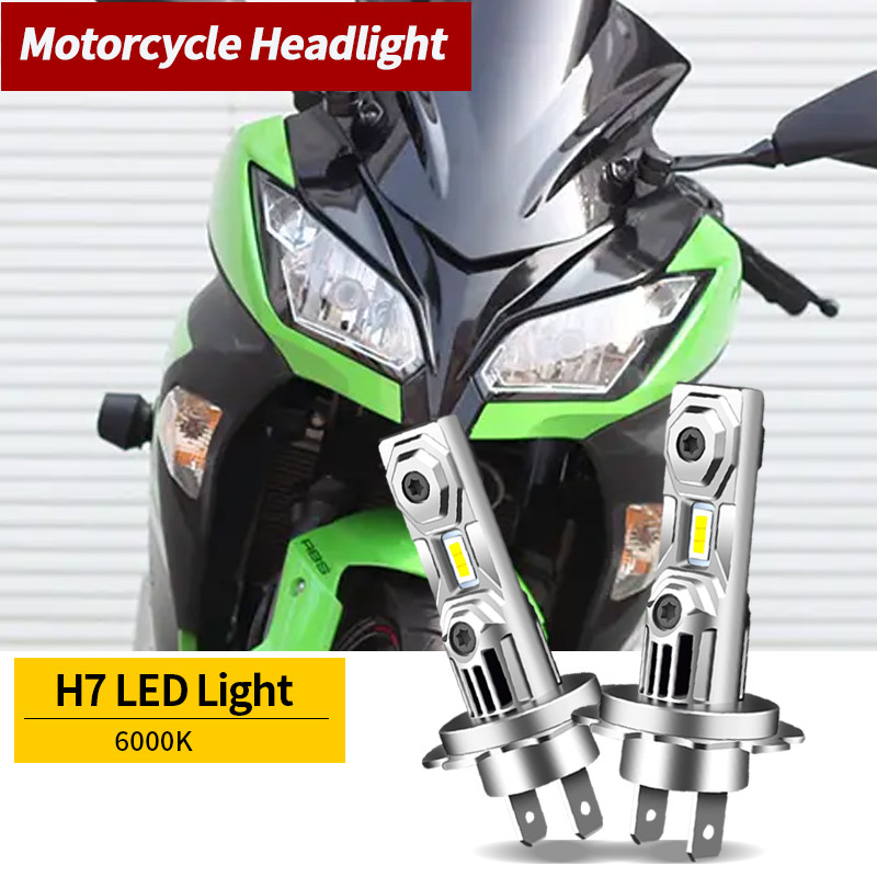 H7 6000K รถจักรยานยนต์สีขาว 30W LED ไฟหน้า Fit สําหรับ Kawasaki Ninja 250 300 650 ZX6R ZX10 รถจักรยา