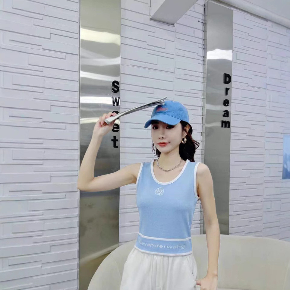 เสื้อกล้ามคอกลมปักลายบล็อกสีสไตล์ มีให้เลือกทั้งหมด 5 สี ผ้าใส่เย็นสบายไม่ร้อน ขนาดฟรีไซส์ - รูปที่ 3