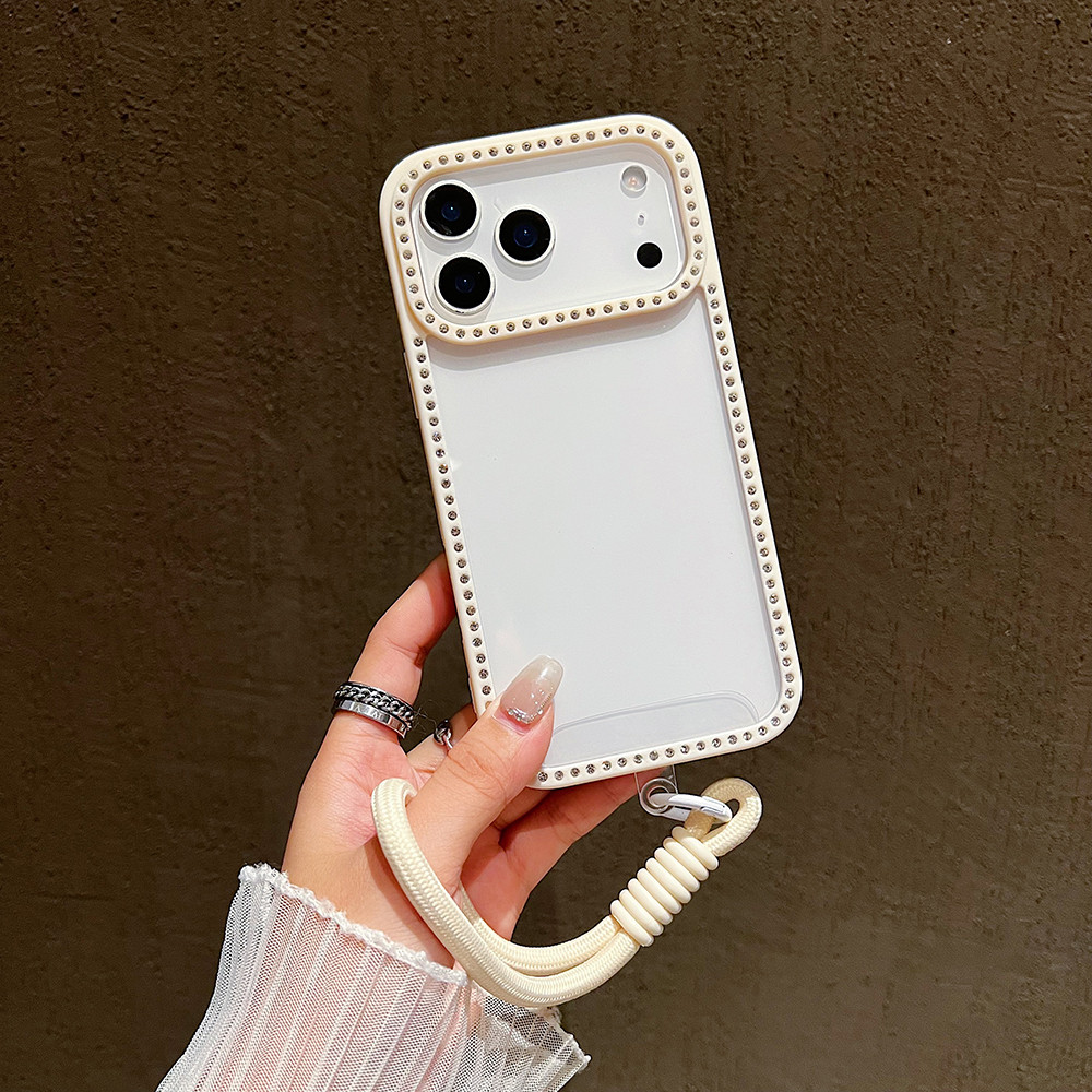 หรูหราพร้อมเชือกเส้นเล็กเพชรโปร่งใส Jewelledเคสโทรศัพท์สําหรับiPhone 11 12 13 14 15 16 17 Pro Max Plus Air Glitterกันชนกลับกรณีปก - รูปที่ 3