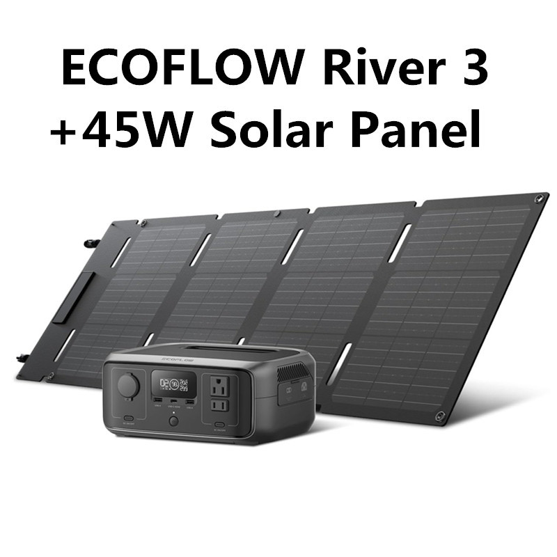 2026 ใหม่ EF ECOFLOW เครื่องกําเนิดไฟฟ้าพลังงานแสงอาทิตย์ RIVER 3 พร้อมแผงโซลาร์เซลล์ 45W 245Wh สถาน
