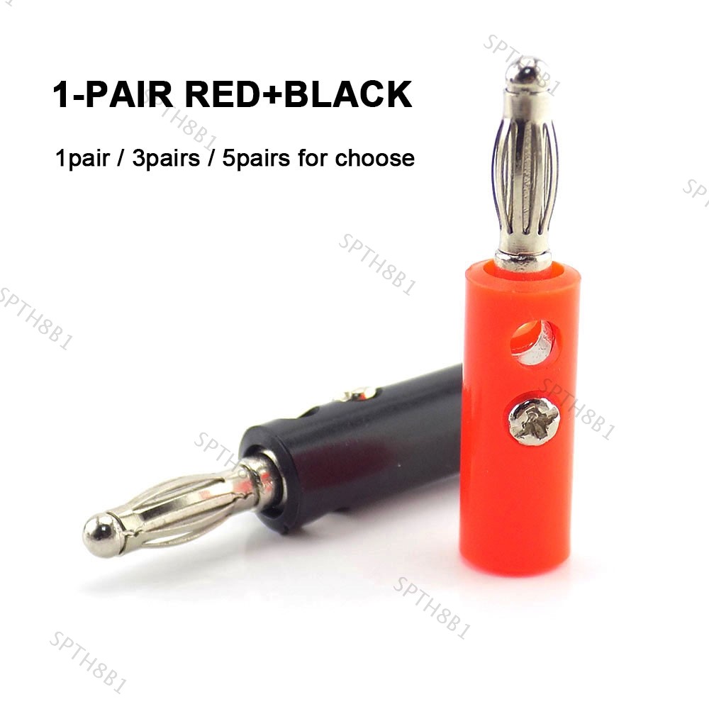 Banana Plug Connector 4 ซม. (2 ชิ้น/1 คู่สีแดง+สีดํา) สําหรับสายลําโพง Pin TH8B1