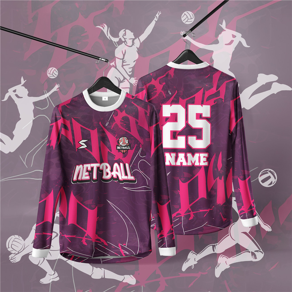 (กําหนดเองฟรี) เน็ตบอล เสื้อยืดแขนยาวเสื้อคอปกแบบกําหนดเองสําหรับผู้ใหญ่สไตล์กีฬา odd สําหรับเน็ตบอล